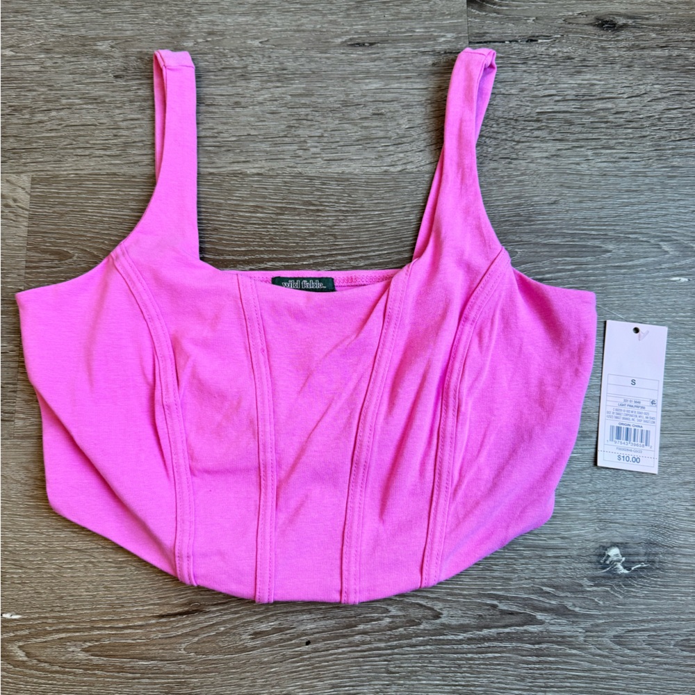 Wild Fable Pink Crop Top Size S NWT Stretch Cotton